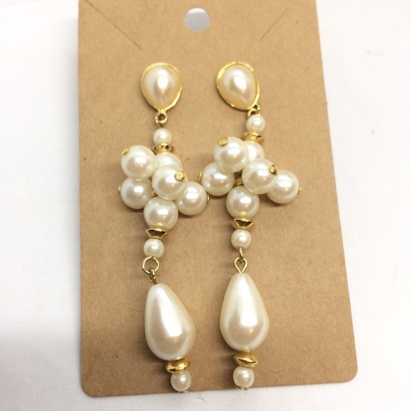 3/$30 VINTAGE 80S RUNWAY FAUX PEARL EARRINGS DROP DANGLE BAUBLE TEARDROP - Picture 12 of 14